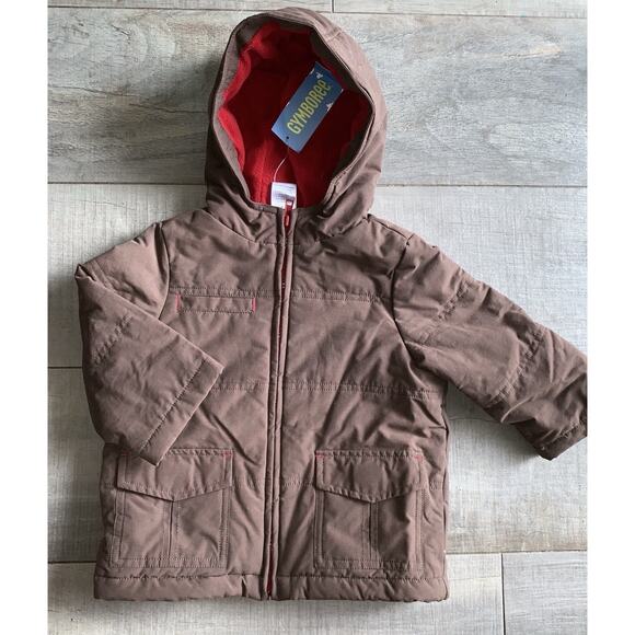 BOYS GYMBOREE BROWN FLEECE HOODED JACKET SIZE 12-24 MONTHS NWT - Picture 1 of 1